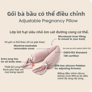 Gối bầu Domibaby - Gối ngủ bên hỗ trợ thắt lưng, bụng, dài 180cm, giảm đau thai kỳ 4