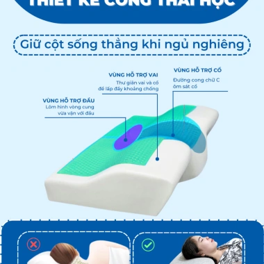 Gối cao su non CECILA cho người lớn - Gel lạnh, công thái học, ngủ nhanh, giảm đau cổ vai gáy - Giá ưu đãi 175.000