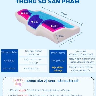Gối cao su non CECILA cho người lớn - Gel lạnh, công thái học, ngủ nhanh, giảm đau cổ vai gáy - Giá ưu đãi 175.000