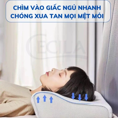 Gối cao su non CECILA công thái học vỏ xám - Giảm đau vai gáy, ngủ nhanh 219k 8