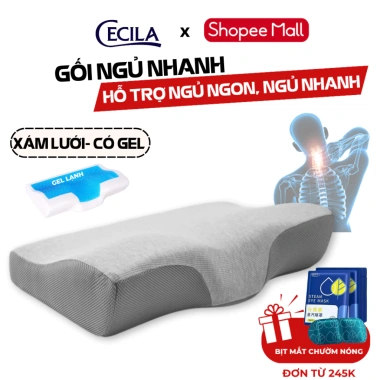 Gối cao su non CECILA công thái học vỏ xám - Giảm đau vai gáy, ngủ nhanh 219k 10