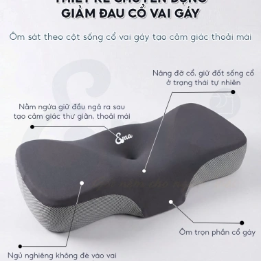 Gối cao su non EMA công thái học – Chống đau cổ vai gáy, giảm ngủ ngáy, ngừa thoái hoá cổ