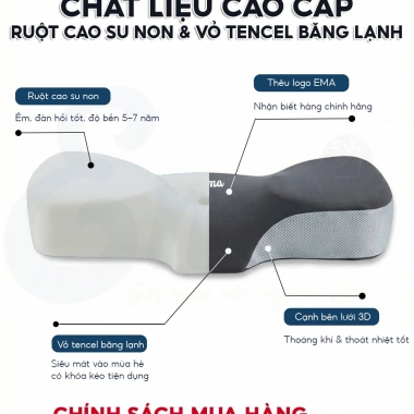 Gối cao su non EMA công thái học – Chống đau cổ vai gáy, giảm ngủ ngáy, ngừa thoái hoá cổ