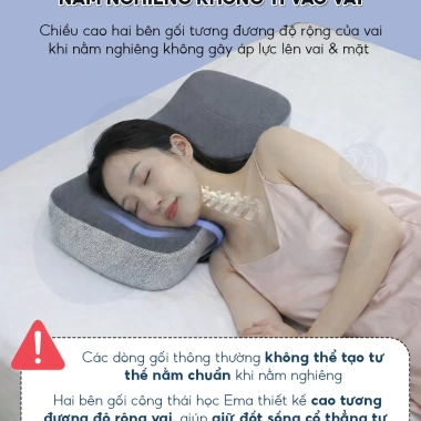 Gối cao su non EMA công thái học – Chống đau cổ vai gáy, giảm ngủ ngáy, ngừa thoái hoá cổ
