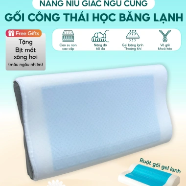 Gối cao su non Fomodi công thái học, giảm đau cổ vai gáy, gel lạnh ngăn thoái hoá, ngủ sâu, chỉ 276.000đ