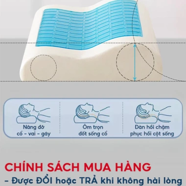 Gối cao su non Fomodi công thái học, giảm đau cổ vai gáy, gel lạnh ngăn thoái hoá, ngủ sâu, chỉ 276.000đ