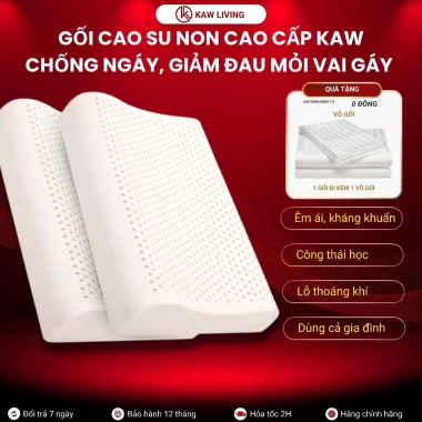 Gối cao su non KAW cao cấp, mềm mại thoáng khí, chống nóng mùa hè, giảm mỏi vai gáy, ngáy - 247.000 VND