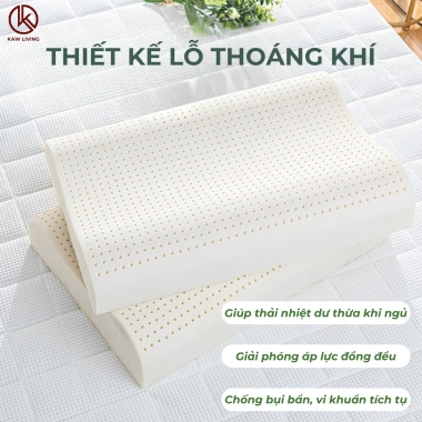 Gối cao su non KAW cao cấp, mềm mại thoáng khí, chống nóng mùa hè, giảm mỏi vai gáy, ngáy - 247.000 VND