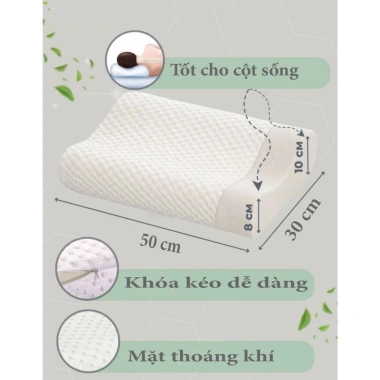 Gối Cao Su Non Wameli 40x60 & 30x50 Thoáng Khí Êm Ái - Giảm Đau Vai Gáy, Chính Hãng Giá Tốt