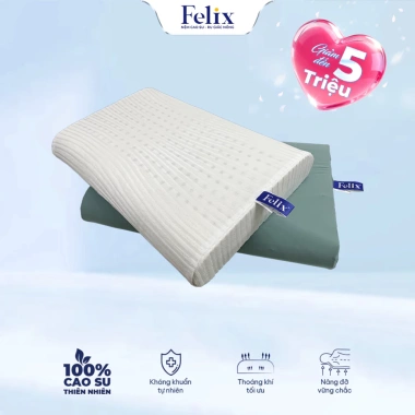Gối Cao Su Thiên Nhiên FELIX Pudding Thoáng Khí - Nâng Đỡ Nhẹ Nhàng, Êm Ái 888k