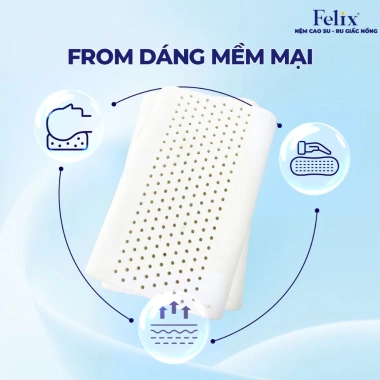 Gối Cao Su Thiên Nhiên FELIX Pudding Thoáng Khí - Nâng Đỡ Nhẹ Nhàng, Êm Ái 888k