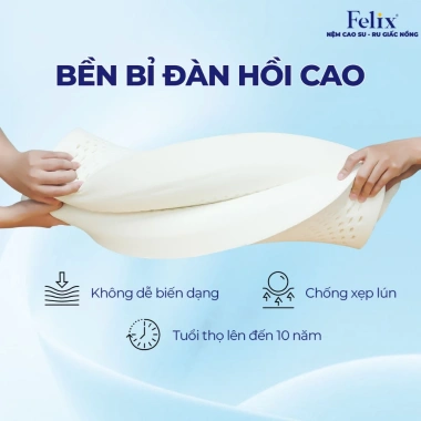 Gối Cao Su Thiên Nhiên FELIX Pudding Thoáng Khí - Nâng Đỡ Nhẹ Nhàng, Êm Ái 888k