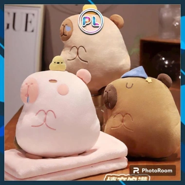 Gối Chăn 2 Trong 1 Hình Capybara Văn Phòng, Chăn Đêm và Gối Xe, 185.900 VND