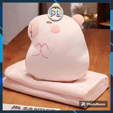 Gối Chăn 2 Trong 1 Hình Capybara Văn Phòng, Chăn Đêm và Gối Xe, 185.900 VND