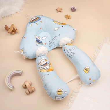 Gối chặn chữ U cho bé có dây rút, chống giật mình, vải cotton mềm mại - 118.000₫