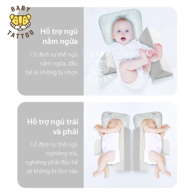 Gối chống lật cố định Baby Tattoo - Hạn chế ợc sữa, bảo vệ cột sống bé 600k