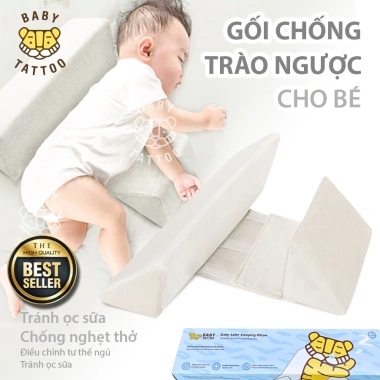 Gối chống lật cố định Baby Tattoo - Hạn chế ợc sữa, bảo vệ cột sống bé 600k