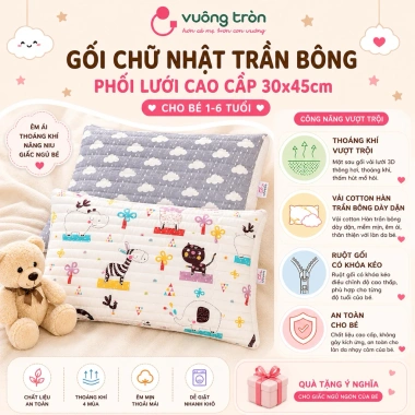 Gối chữ nhật 30x45cm cotton Hàn Quốc chần bông phối lưới cao cấp - Giá chỉ 170.099₫