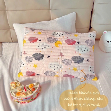 Gối chữ nhật 30x45cm cotton Hàn Quốc chần bông phối lưới cao cấp - Giá chỉ 170.099₫
