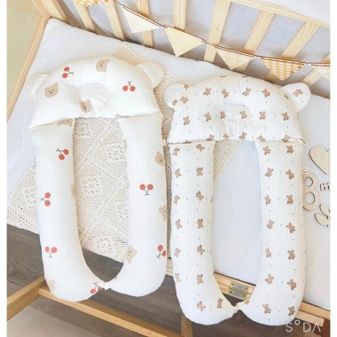 Gối chữ U Anchee cho bé sơ sinh - Vải xốp cao cấp, đa năng chống giật mình, ngăn méo bẹp đầu, giảm giá 110k