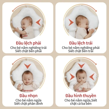 Gối chữ U bé sơ sinh - chống giật mình, bẹp đầu, dây rút điều chỉnh độ cao, an toàn, hỗ trợ giấc ngủ sâu, vừa vặn cho bé, giảm giá chỉ 89.000đ