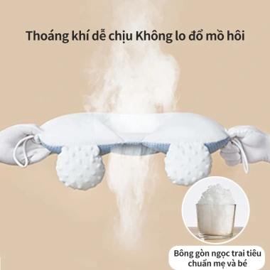 Gối chữ U bé sơ sinh - chống giật mình, bẹp đầu, dây rút điều chỉnh độ cao, an toàn, hỗ trợ giấc ngủ sâu, vừa vặn cho bé, giảm giá chỉ 89.000đ