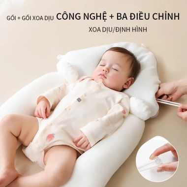 Gối chữ U chặn bé – Định hình đầu, ngăn méo, chống giật mình, đa năng, 110.000₫