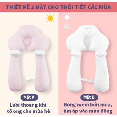 Gối chữ U chặn bé – Định hình đầu, ngăn méo, chống giật mình, đa năng, 110.000₫