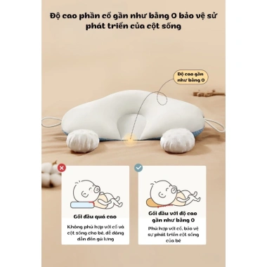 Gối chữ U chặn bé – Định hình đầu, ngăn méo, chống giật mình, đa năng, 110.000₫