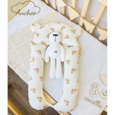 Gối chữ U cho bé sơ sinh Anchee vải xốp - Chống giật mình, ngừa méo bẹp đầu 109.000đ