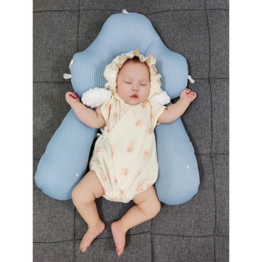 Gối chữ U cho bé sơ sinh - Chống giật mình, chống méo đầu, dây rút 3 đầu điều chỉnh, ngủ ngon