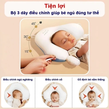 Gối chữ U cho bé sơ sinh, chống giật mình, định hình, chống bẹp đầu, kèm dây rút điều chỉnh vòng đầu, giảm giá 18% 5