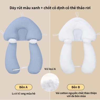 Gối chữ U cho bé sơ sinh, chống giật mình, định hình, chống bẹp đầu, kèm dây rút điều chỉnh vòng đầu, giảm giá 18% 9