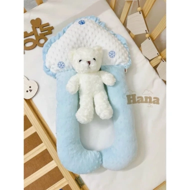 Gối chữ U cho trẻ sơ sinh nhung mềm mịn, chống giật mình - chỉ 139.606 đồng