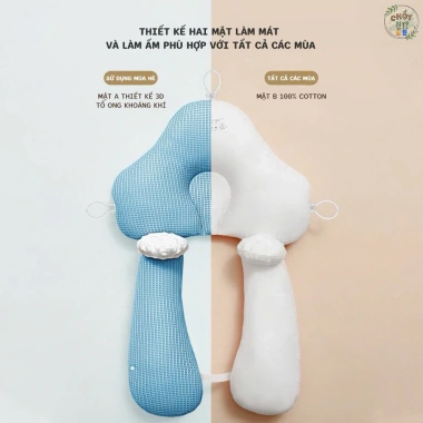 Gối chữ U chống giật mình bé - Định hình, chống bẹp đầu, dây rút tiện lợi, 119k 5