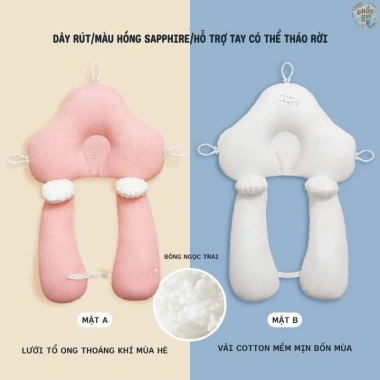 Gối chữ U chống giật mình bé - Định hình, chống bẹp đầu, dây rút tiện lợi, 119k 8