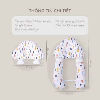 Gối chữ U đa năng MB07 cho bé sơ sinh – Chống bẹp đầu, định hình đầu, êm ái thoáng mát