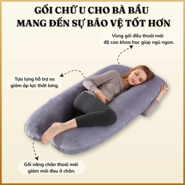 Gối Chữ U EmDream cho Mẹ Bầu – Nâng Đỡ Toàn Thân, Mềm Mại, Ôm Bụng, Ngủ Ngon 3
