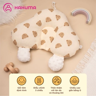 Gối Chữ U Hahuma Cho Bé Sơ Sinh Giật Mình, Bẹp Đầu, Dây Rút Điều Chỉnh, 128k 2