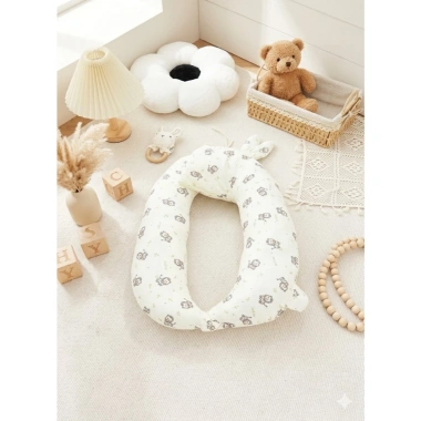 Gối chữ U hình thỏ đa năng cho bé sơ sinh cao cấp, cotton Hàn, giảm giá 250k 3