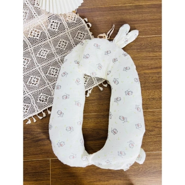 Gối chữ U hình thỏ đa năng cho bé sơ sinh cao cấp, cotton Hàn, giảm giá 250k 7