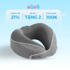 Gối chữ U kê cổ cúc bấm điều chỉnh, cao su non HOKO, mút hoạt tính, kèm hộp đựng du lịch tiện lợi