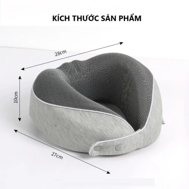 Gối chữ U kê cổ cúc bấm điều chỉnh, cao su non HOKO, mút hoạt tính, kèm hộp đựng du lịch tiện lợi