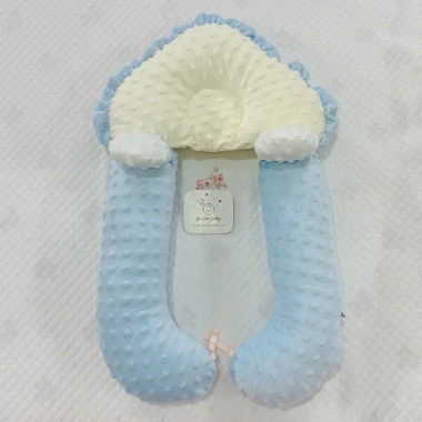 Gối chữ U tháo rời cho bé sơ sinh - Chống méo đầu, chống giật mình, nhung massage 142k