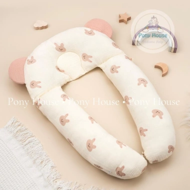 Gối chữ U Xô Muslin đa năng - chống méo đầu, ngăn giật mình cho bé sơ sinh, 115.000₫