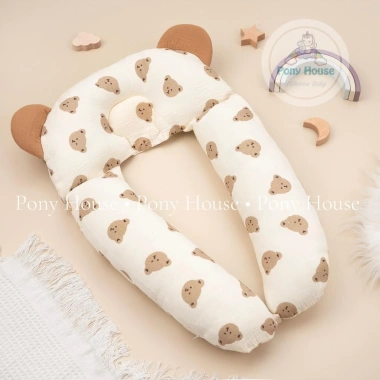 Gối chữ U Xô Muslin đa năng - chống méo đầu, ngăn giật mình cho bé sơ sinh, 115.000₫