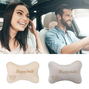 Gối cổ đôi DITIPOO họa tiết gấu - Tựa đầu ô tô thoải mái, cuộn sang, giảm giá chỉ 63.612 VND