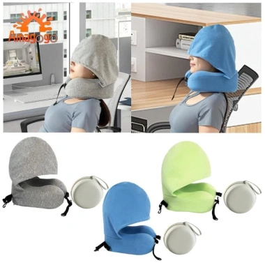 Gối cổ du lịch hình chữ U mềm mại, thoải mái, có mũ Hoodie - Đệm máy bay, chỉ 363.960 VND