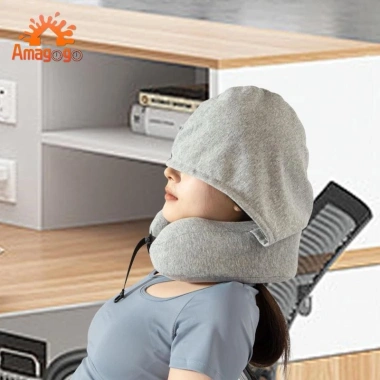 Gối cổ du lịch hình chữ U mềm mại, thoải mái, có mũ Hoodie - Đệm máy bay, chỉ 363.960 VND