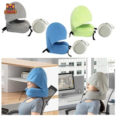 Gối cổ du lịch mũ Hoodie - Đệm hỗ trợ cổ điều chỉnh, thích hợp máy bay, ô tô, ngoài trời 4